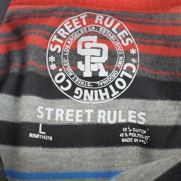 Street Rules Boy Shirt Large Size Red Black Blue - Picture 5 of 7